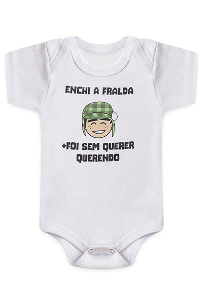Body Bebê Manga Curta Suedine Branco Sem Querer, Querendo (RN/P/M/G) - Bebê Fofuxo - Tamanho G - Branco