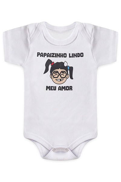 Body Bebê Manga Curta Suedine Branco Papai Lindo (RN/P/M/G) - Bebê Fofuxo - Tamanho RN - Branco