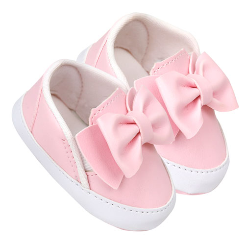 Tênis Bebê Feminino Slip-On Rosa Laço (P/M/G) - Tico's Baby - Tamanho M - Rosa