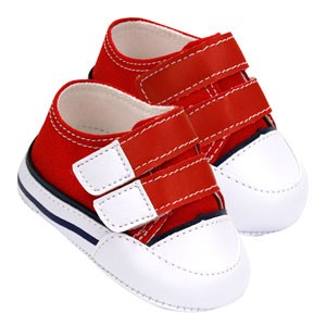 Tênis Bebê com Velcro Duplo em Courinho Vermelho (14 ao 18) - Pititiko - Tamanho 18 - Vermelho
