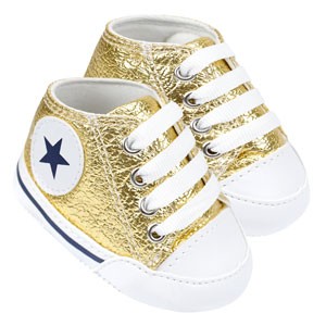 Tênis Bebê Feminino Cano Médio Dourado Star (14 ao 18) - Pititiko - Tamanho 18 - Dourado