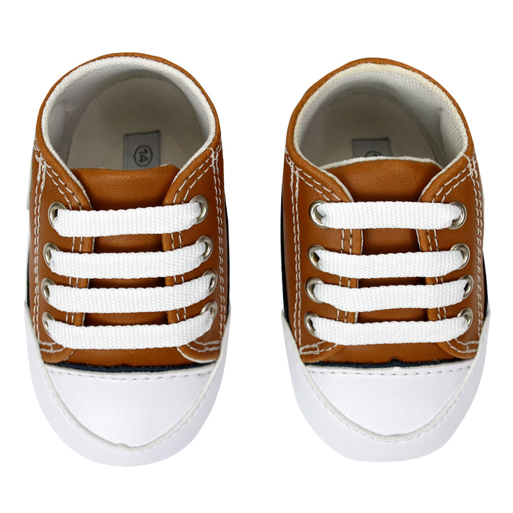 Tênis Bebê Cano Alto Marrom Estrela (14/18) Bebê Fofuxo