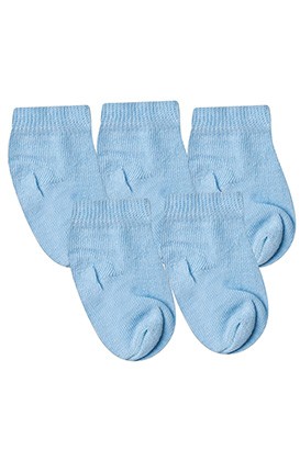 Kit Bebê (5 Pares) de Meia Azul Lisa (14 a 15) - Bebê Fofuxo