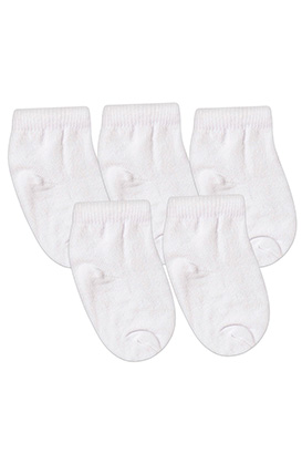 Kit Bebê (5 Pares) de Meia Branca Lisa (16 a 23) - Bebê Fofuxo