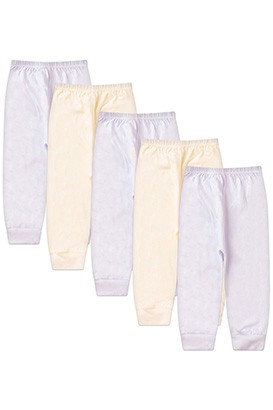 Kit Bebê (5 Peças) Mijão Meia Malha Branco e Creme Sem Pé (RN/P/M/G) - Bebê Fofuxo