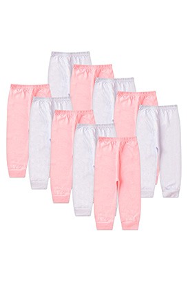 Kit Beb� (10 Pe�as) Mij�o Meia Malha Branco e Rosa Sem P� (RN/P/M/G) - Beb� Fofuxo