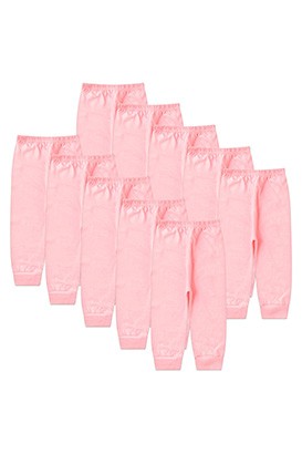 Kit Bebê (10 Peças) Mijão Meia Malha Rosa Sem Pé (RN/P/M/G) - Bebê Fofuxo