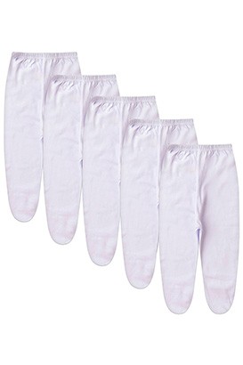 Kit Bebê (5 Peças) Mijão Meia Malha Branco Com Pé (RN/P/M/G) - Bebê Fofuxo