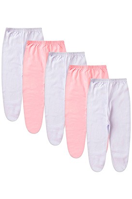 Kit Beb� (5 Pe�as) Mij�o Meia Malha Branco e Rosa Com P� (RN/P/M/G) - Beb� Fofuxo