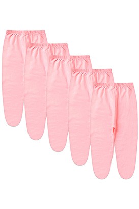 Kit Bebê (5 Peças) Mijão Meia Malha Rosa Com Pé (RN/P/M/G) - Bebê Fofuxo