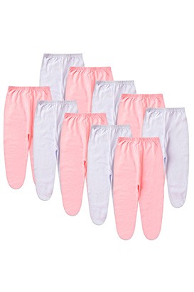 Kit Beb� (10 Pe�as) Mij�o Meia Malha Branco e Rosa Com P� (RN/P/M/G) - Beb� Fofuxo