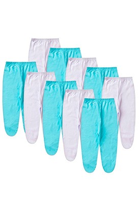 Kit Beb� (10 Pe�as) Mij�o Meia Malha Branco e Turquesa Com P� (RN/P/M/G) - Beb� Fofuxo