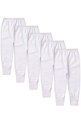 Kit Bebê (5 Peças) Mijão Canelado Branco Vira Pé (RN/P/M/G) - Bebê Fofuxo