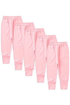 Kit Bebê (5 Peças) Mijão Canelado Rosa Vira Pé (RN/P/M/G) - Bebê Fofuxo