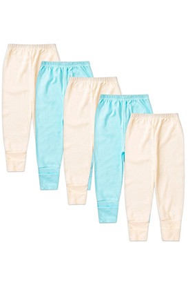 Kit Bebê (5 Peças) Mijão Canelado Creme e Turquesa Vira Pé (RN/P/M/G) - Bebê Fofuxo