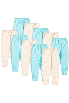 Kit Bebê (10 Peças) Mijão Canelado Creme e Turquesa Vira Pé (RN/P/M/G) - Bebê Fofuxo