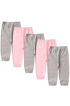Kit Bebê (5 Peças) Mijão Canelado Mescla e Rosa sem Pé (RN/P/M/G) - Bebê Fofuxo