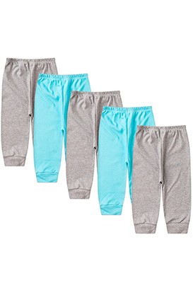 Kit Bebê (5 Peças) Mijão Canelado Mescla e Turquesa sem Pé (RN/P/M/G) - Bebê Fofuxo