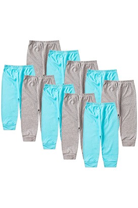 Kit Beb� (10 Pe�as) Mij�o Canelado Mescla e Turquesa sem P� (RN/P/M/G) - Beb� Fofuxo