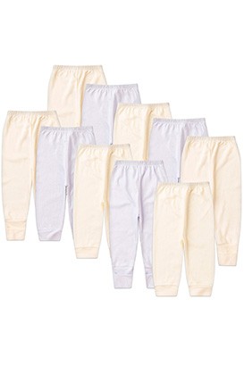 Kit Bebê (10 Peças) Mijão Canelado Creme e Branco Vira Pé e sem Pé (RN/P/M/G) - Bebê Fofuxo