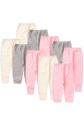 Kit Bebê (10 Peças) Mijão Canelado Creme, Rosa e Mescla Vira Pé e sem Pé (RN/P/M/G) - Bebê Fofuxo
