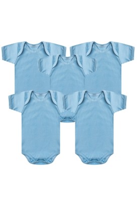 Kit Bebê Masculino (5 Peças) Body Canelado Azul Manga Curta (PREMATURO) - Bebê Fofuxo