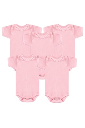 Kit Beb� Feminino (5 Pe�as) Body Canelado Rosa Manga Curta (PREMATURO) - Beb� Fofuxo