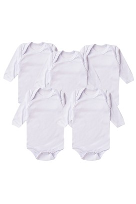 Kit Bebê (5 Peças) Body Canelado Branco Manga Longa (PREMATURO) - Bebê Fofuxo