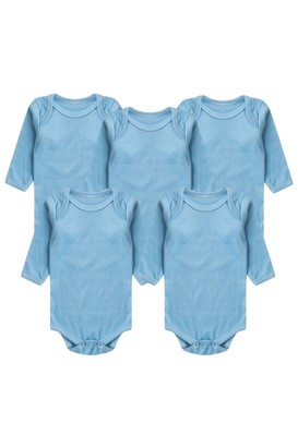 Kit Beb� (5 Pe�as) Body Canelado Azul Manga Longa (PREMATURO) - Beb� Fofuxo