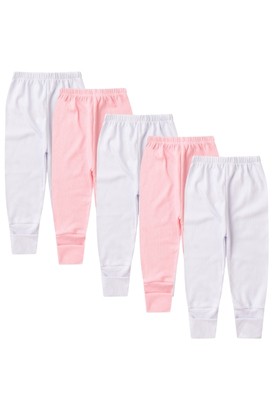 Kit Bebê (5 Peças) Mijão Canelado Branco e Rosa Vira Pé (PREMATURO) - Bebê Fofuxo