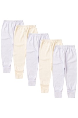 Kit Bebê (5 Peças) Mijão Canelado Branco e Creme Vira Pé (PREMATURO) - Bebê Fofuxo