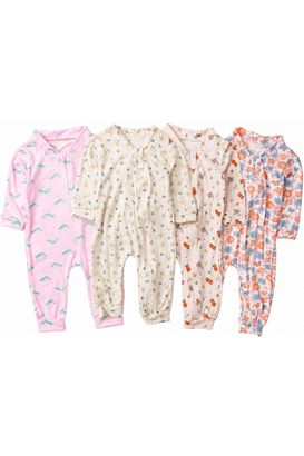 Kit 4 Macacão Meia Malha Estampado para Bebê com Zíper Menino e Menina – (RN/P/M/G) - Bebê Fofuxo