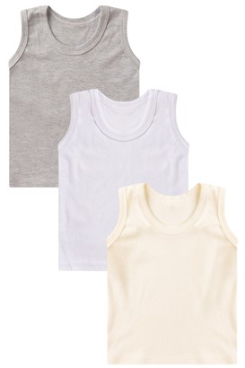 Kit 3 Camisetas Regata Beb� Canelada (P/M/G) - Beb� Fofuxo