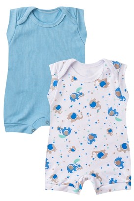 Kit 2 Banhos de Sol Beb� Elefantinho Branco e Azul (P/M/G) - Beb� Fofuxo