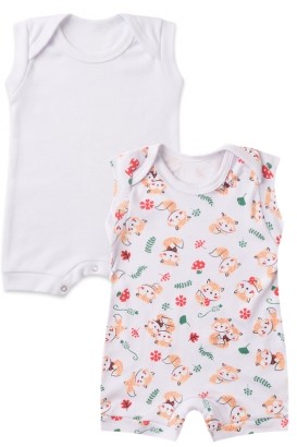 Kit 2 Banhos de Sol Bebê Branco Raposinha e Branco (P/M/G) - Bebê Fofuxo