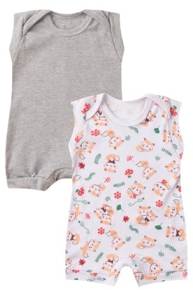 Kit 2 Banhos de Sol Beb� Branco Raposinha e Mescla (P/M/G) - Beb� Fofuxo