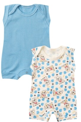 Kit 2 Banhos de Sol Beb� Creme Doguinho e Azul (P/M/G) - Beb� Fofuxo