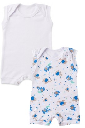 Kit 2 Banhos de Sol Beb� Elefantinho Branco e Branco (P/M/G) - Beb� Fofuxo