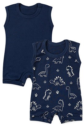 Kit 2 Banhos de Sol Bebê Azul Marinho Dino e Marinho (P/M/G) - Bebê Fofuxo