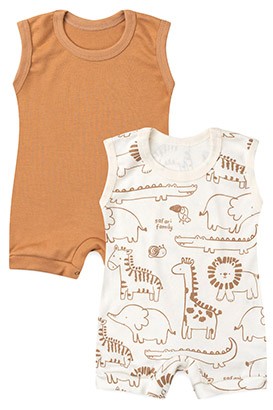 Kit 2 Banhos de Sol Beb� Off White Selva e Marrom (P/M/G) - Beb� Fofuxo