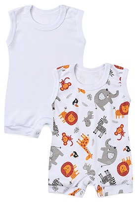 Kit 2 Banhos de Sol Bebê Branco Selva e Branco (P/M/G) - Bebê Fofuxo