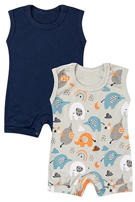 Kit 2 Banhos de Sol Beb� Cinza Elefantinho e Azul Marinho (P/M/G) - Beb� Fofuxo