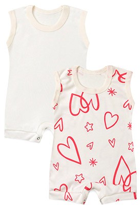 Kit 2 Banhos de Sol Beb� Off White Cora��es e Off White (P/M/G) - Beb� Fofuxo