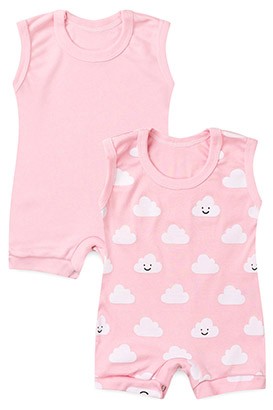Kit 2 Banhos de Sol Beb� Rosa Nuvem e Rosa (P/M/G) - Beb� Fofuxo